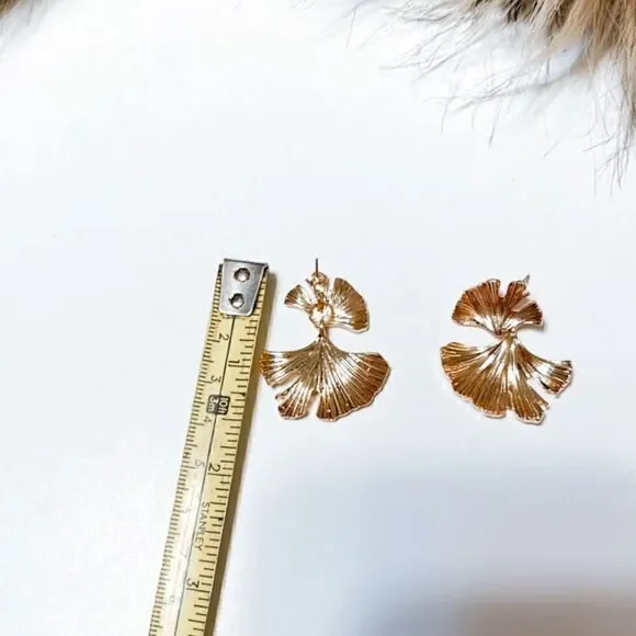 Ginkgo leaf earrings N8 - Picture 4 of 5